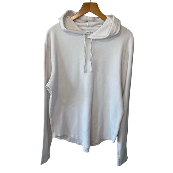 And Now This Ivory Waffle Knit Long Sleeve Hooded Pull Over Casual Top Large - Picture 1 of 9